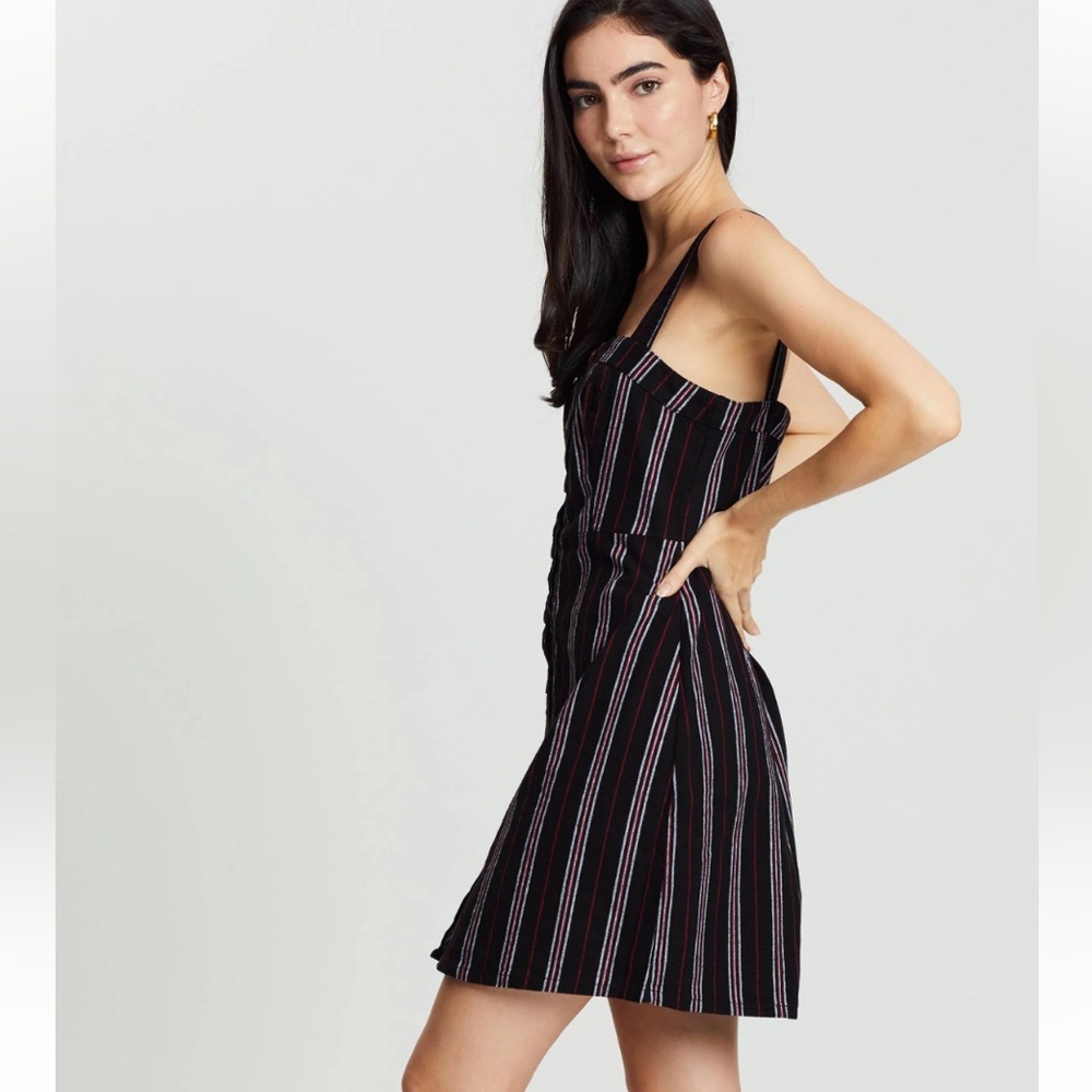 Hollister Striped Black Button-Down Dress - Picture 2 of 3